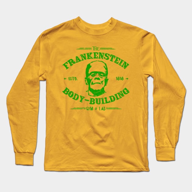 Frankenstein Body-building, distressed Long Sleeve T-Shirt by hauntedjack